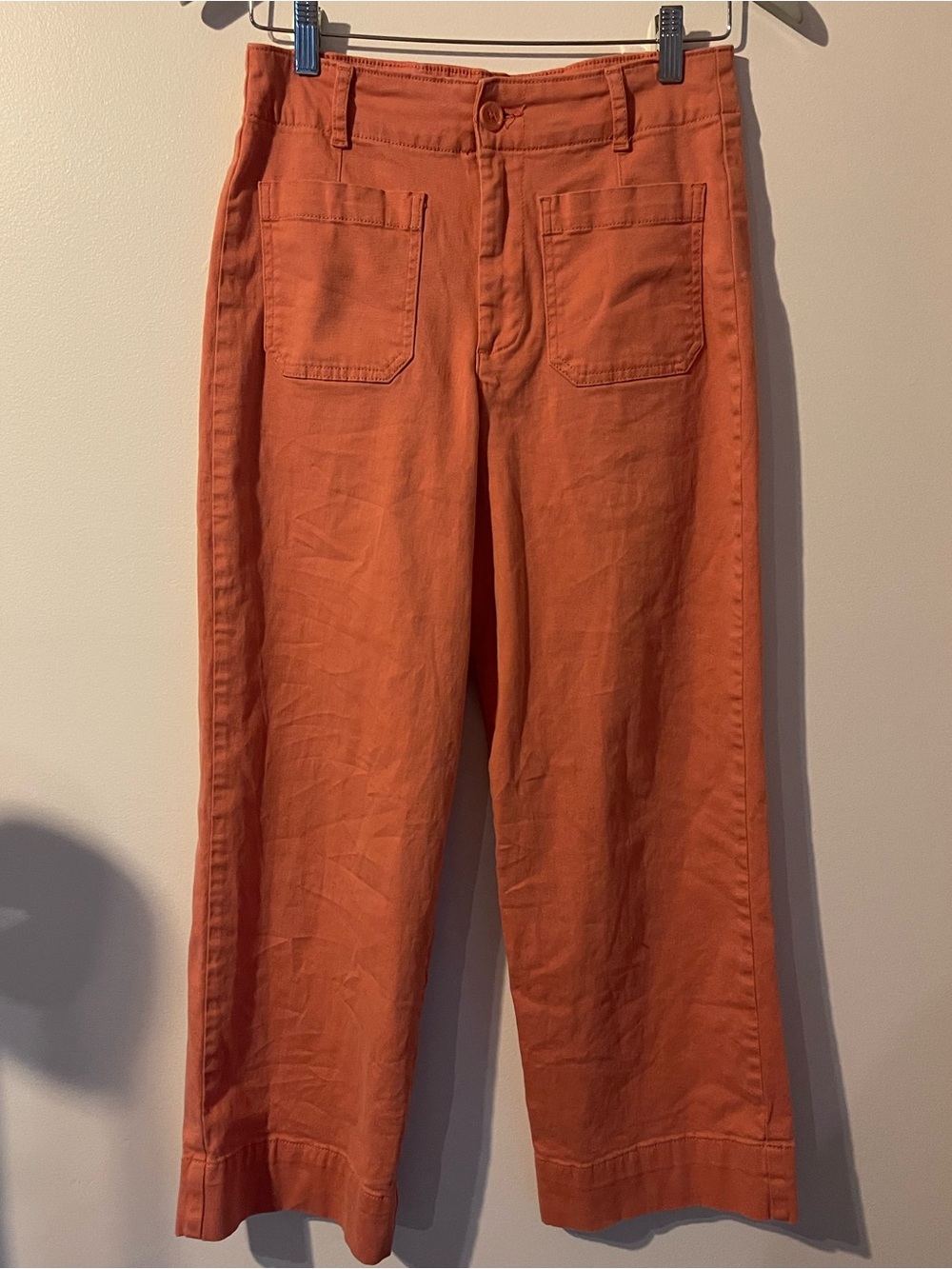 Bagatelle Collection Pink Coral High Rise Utility Wide Leg Crop Pants 6
